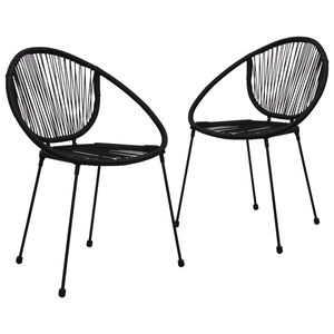 vidaXL Garden Chair | Set of 2 | Black | PVC rattan, steel | Standard