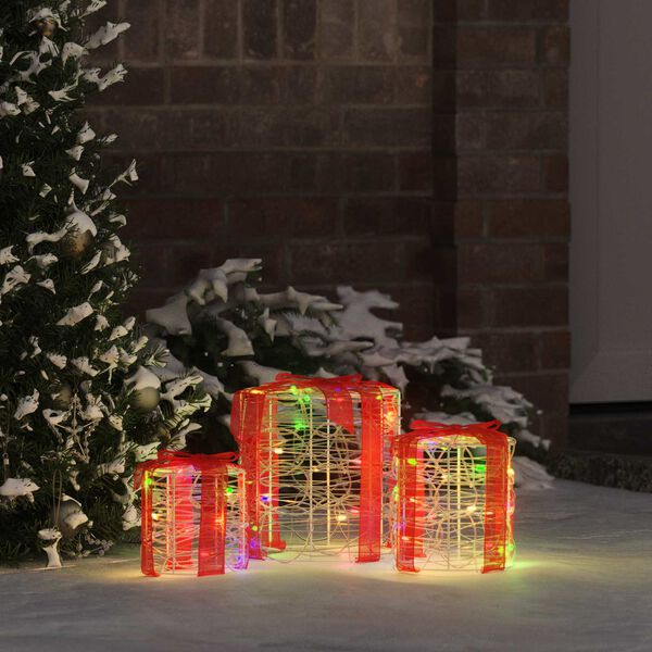 vidaXL Gift Box Decoration 3 pcs Colourful 20 x 20 x 21 cm Acrylic