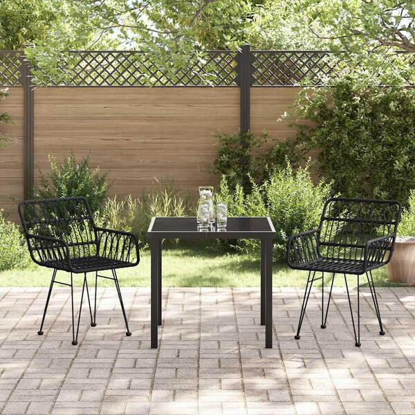 vidaXL Garden Dining Set 3 pcs Black Powder-Coated Steel