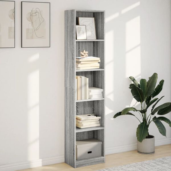 vidaXL Bookcase Grey Sonoma 40x24x176 cm Engineered Wood