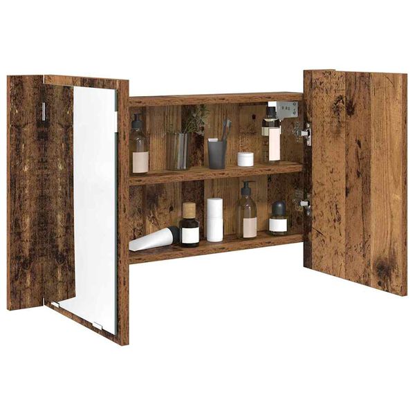 vidaXL Bathroom Mirror Cabinet with Shelf Old Wood 80 x 12 x 45 cm