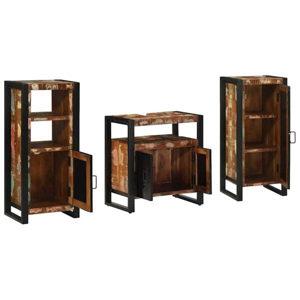 vidaXL Bathroom Furniture Set with Drawer 3 pcs Solid Reclaim Wood