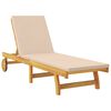 vidaXL Sun Lounger Reclining with Cushion Beige Solid Acacia Wood