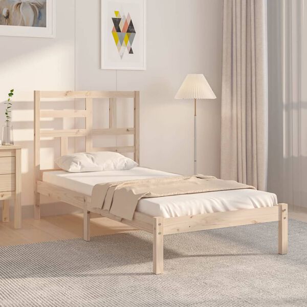 vidaXL Bed Frame without Mattress Solid Wood 75x190 cm Small Single