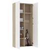 vidaXL Storage Cabinet White and Sonoma Oak 80x35.5x180 cm Engineered Wood