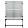 vidaXL Side Cabinet with Glass Doors White 69x37x100 cm