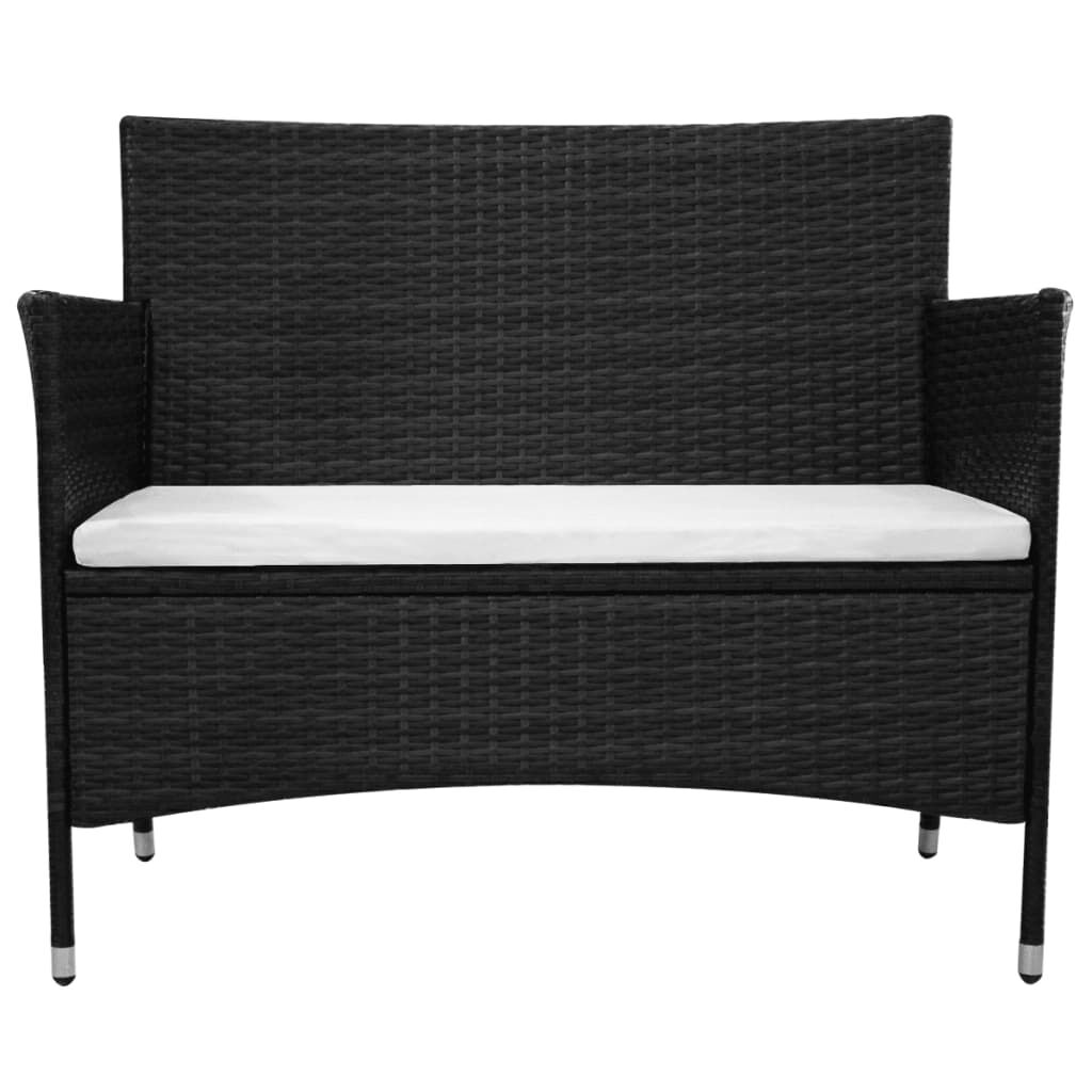 Black rattan shop garden bench