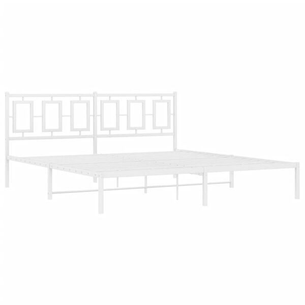 vidaXL Metal Bed Frame without Mattress with Headboard White 183x213cm