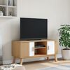 vidaXL TV Cabinet OLDEN White and Brown 114x43x57 cm Solid Wood Pine