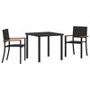 vidaXL Garden Dining Set 3 pcs Black Powder-Coated Steel