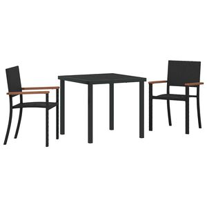 vidaXL Garden Dining Set 3 pcs Black Powder-Coated Steel