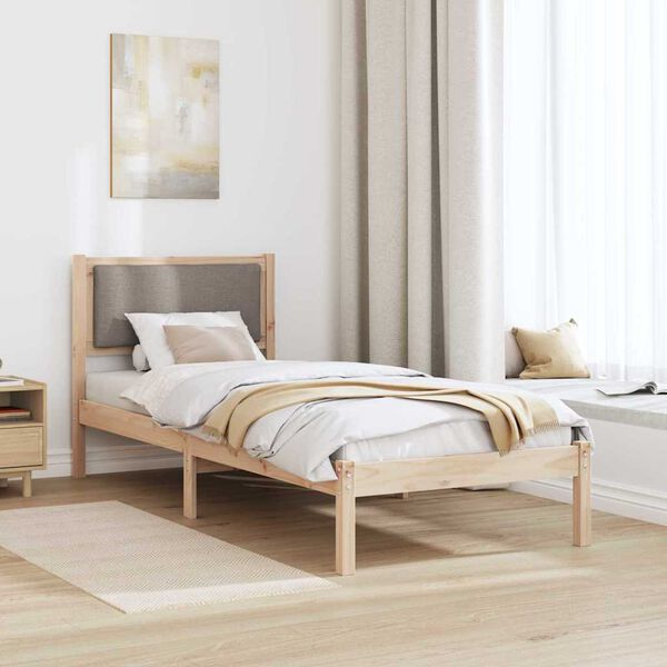 vidaXL Bed Frame with Headboard Taupe 80 x 190 cm Solid Pine Wood