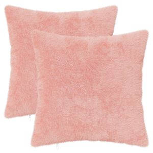 vidaXL Cushion Cover 2 pcs HEERLEN Pink 35 x 35 cm Faux Rabbit Fur