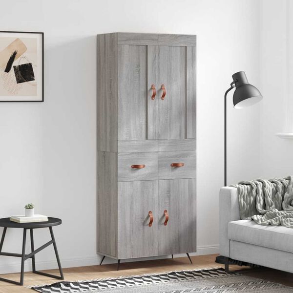 vidaXL Highboard Grey Sonoma 69.5x34x180 cm Engineered Wood