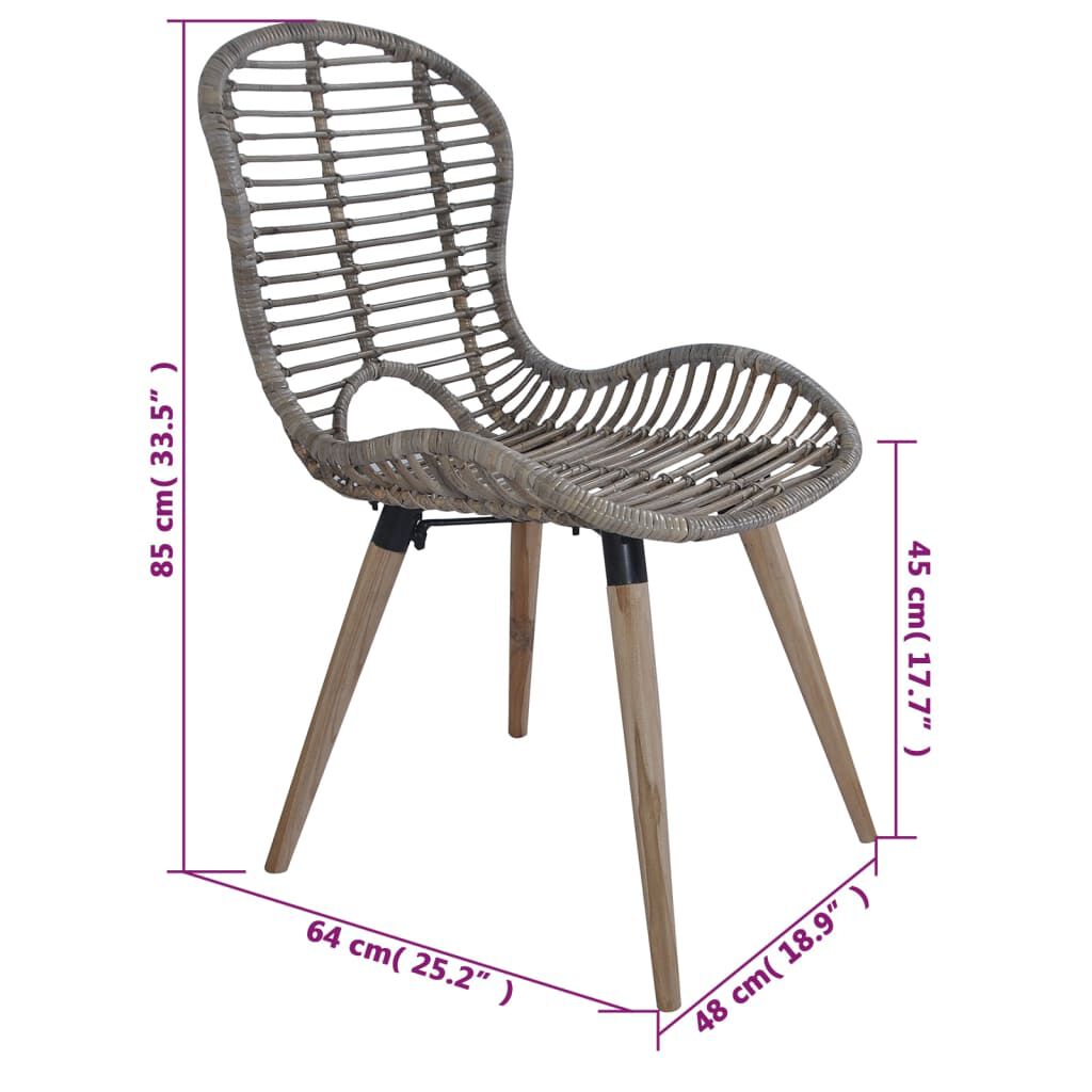 Vidaxl dining chairs natural best sale rattan