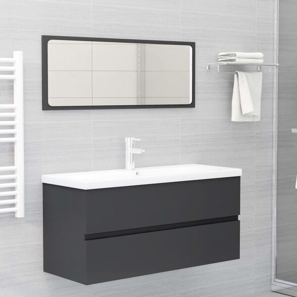 vidaXL 2 Piece Bathroom Furniture Set Grey Engineered Wood