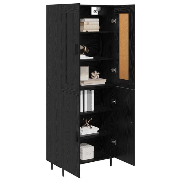 vidaXL Highboard 2 pcs Black Oak Engineered Wood and Glass