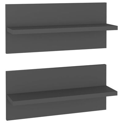 vidaXL Wall Shelf 2 pcs Grey 40x11.5x18 cm Engineered Wood