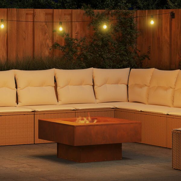 vidaXL Fire Pit Brown 80 x 80 x 40 cm Weathering Steel