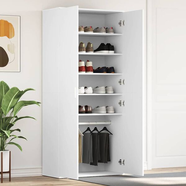 vidaXL Shoe Cabinet with Shelf White 80 x 39 x 178 cm Engineered Wood