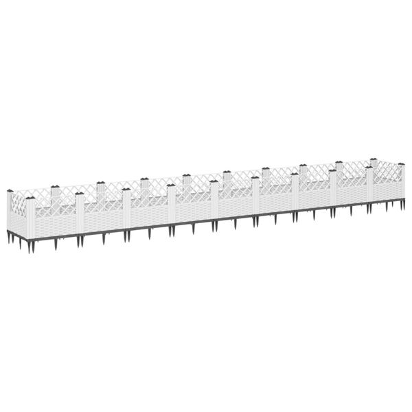 vidaXL Garden Planter with Pegs White 363.5x43.5x43.5 cm PP
