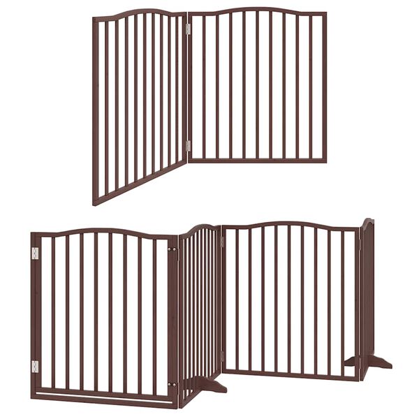 vidaXL Dog Gate with Door Foldable 6 Panels Brown 480 cm Poplar Wood