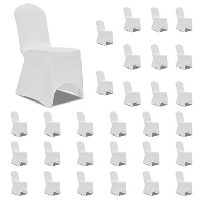 vidaXL Chair Cover Stretch White 30 pcs