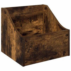 vidaXL LP Record Box Smoked Oak 37 x 33 x 32 cm Engineered Wood