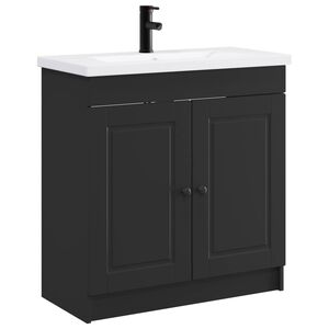 vidaXL Bathroom Furniture Set Black 56 x 37.5 x 81 cm Engineered Wood