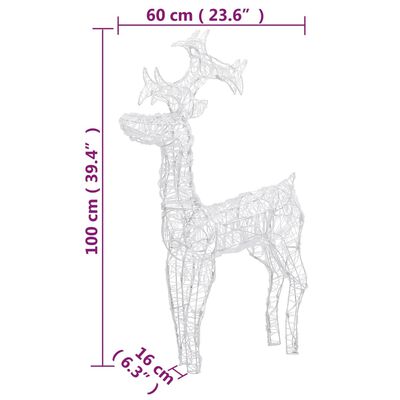 vidaXL Reindeer Christmas Decorations 3 pcs 60x16x100 cm Acrylic