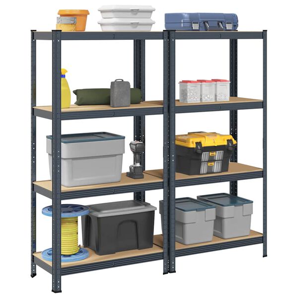 vidaXL 4-Layer Storage Shelves 2 pcs Anthracite Steel&Engineered Wood