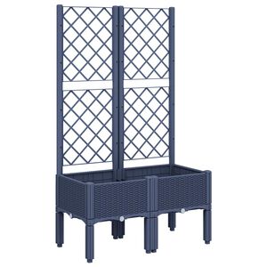vidaXL Garden Planter with Trellis Blue Grey 80x40x142 cm PP