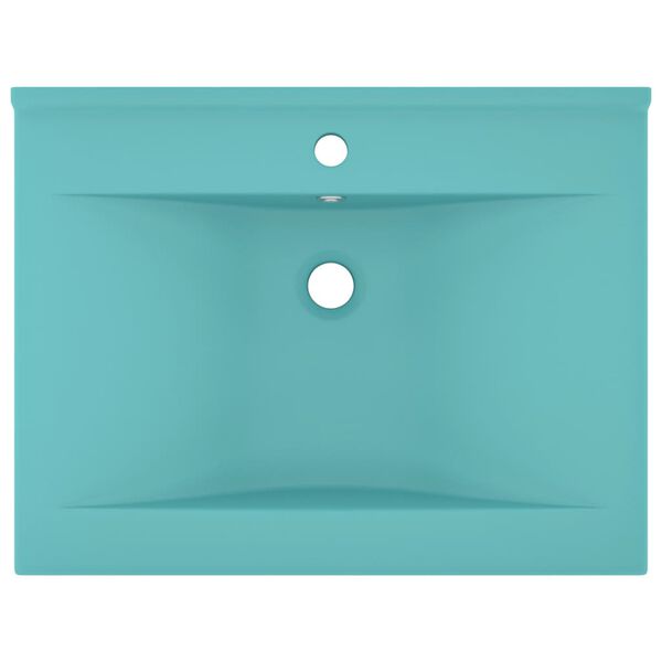 vidaXL Luxury Basin with Faucet Hole Matt Light Green 60x46 cm Ceramic
