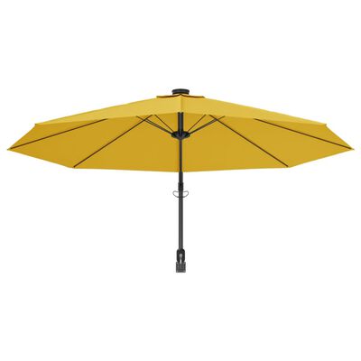 vidaXL Wall-mounted Parasol with LEDs Yellow 290cm