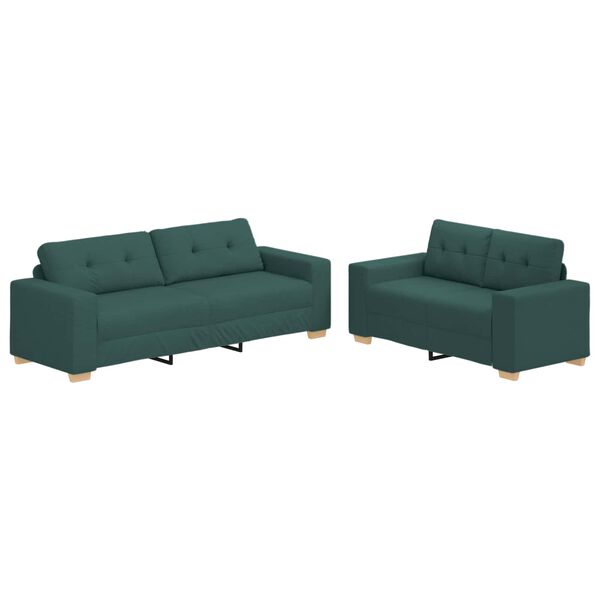 vidaXL Sofa 2 pcs Green Fabric