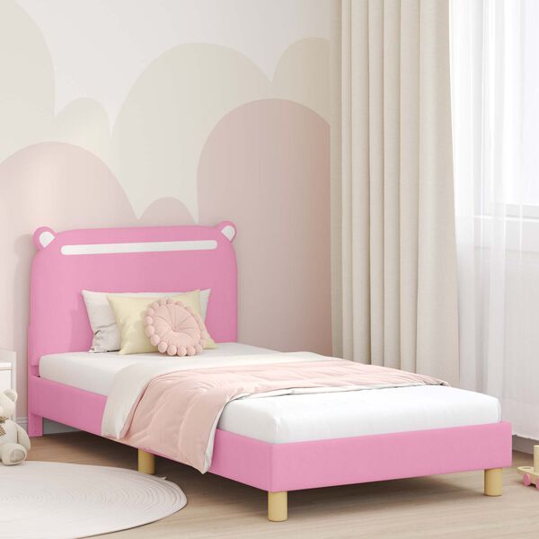 vidaXL Children's Bed Frame with Headboard Pink 90 x 190 cm Fabric