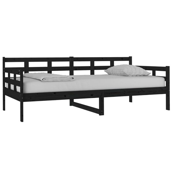 vidaXL Day Bed without Mattress Black Solid Wood Pine 90x190 cm Single