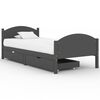 vidaXL Bed Frame without Mattress Dark Grey Solid Wood Pine 90x200 cm (322046+321990)