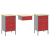 vidaXL Work Cabinet with Drawer with Lock 7 pcs Red 150 x 55 x 200 cm