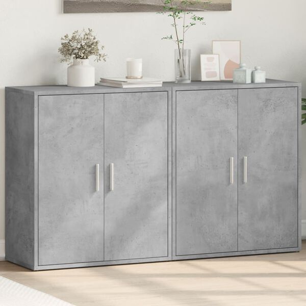 vidaXL Sideboards 2 pcs Concrete Grey 60x31x70 cm Engineered Wood