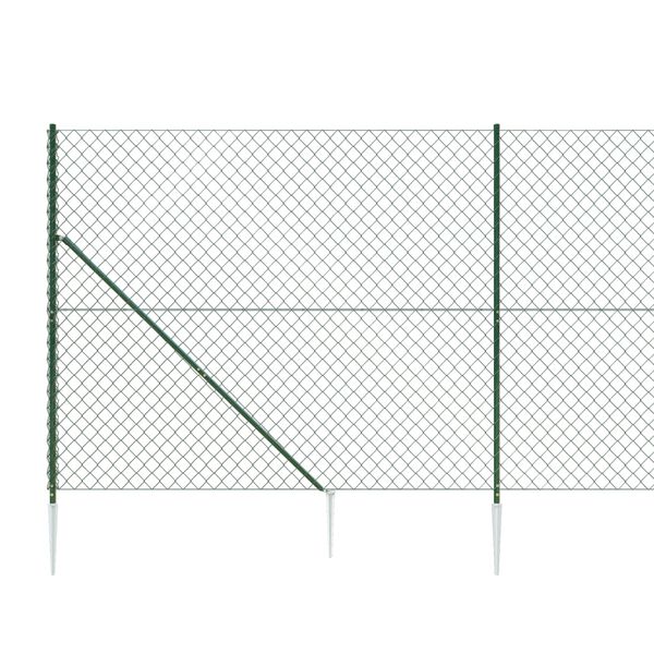 vidaXL Chain Link Fence with Spike Anchors Green 2.2x10 m