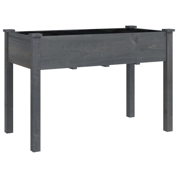 vidaXL Planter with Liner Grey 118x59x76 cm Solid Wood Fir