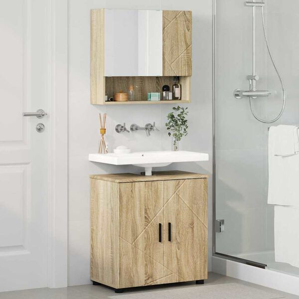 vidaXL Bathroom Furniture Set 2 pcs Sonoma Oak Engineered wood & Metal