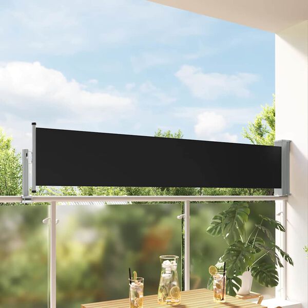 vidaXL Patio Retractable Side Awning 60x300 cm Black