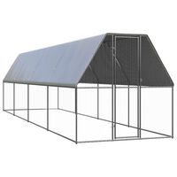 vidaXL Outdoor Chicken Cage 2x8x2 m Galvanised Steel