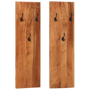vidaXL Wall-mounted Coat Racks 2 pcs 36x3x110 cm Solid Acacia Wood
