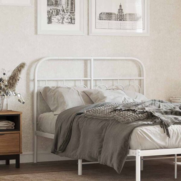 vidaXL Metal Replace Headboard White 120 cm