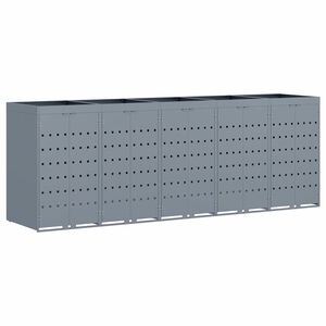 vidaXL Wheelie Bin Storage for 5 Bins Light Grey 340 x 77.5 x 121.5 cm