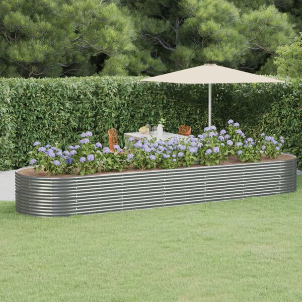 vidaXL Garden Raised Bed Powder-coated Steel 510x140x68 cm Grey