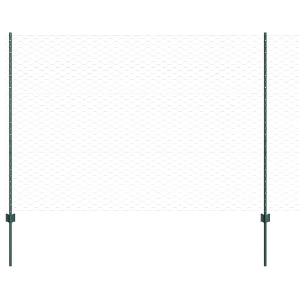vidaXL Fence with Post Green 1.5 x 50 m Steel and PVC